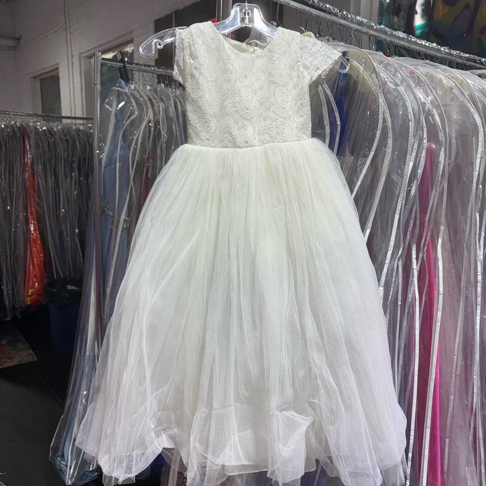 Elegant White Lace Kids Formal Dress